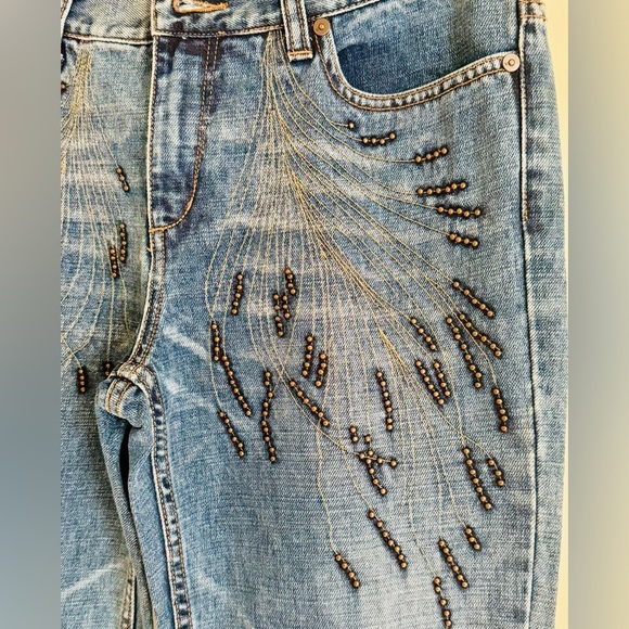Express Women’s Boot Cut Jeans with Beaded Detail - Size 5/6 Rare - Picture 6 of 11